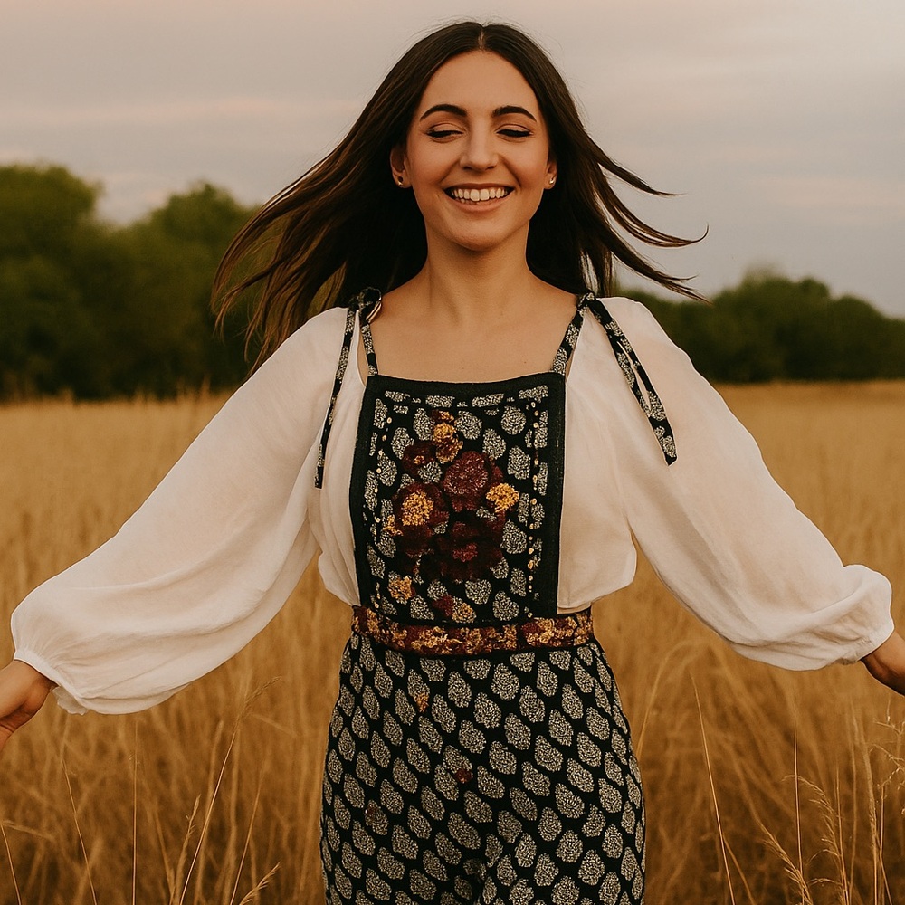 Anthropologie Floral Embroidered Cotton Jumpsuit